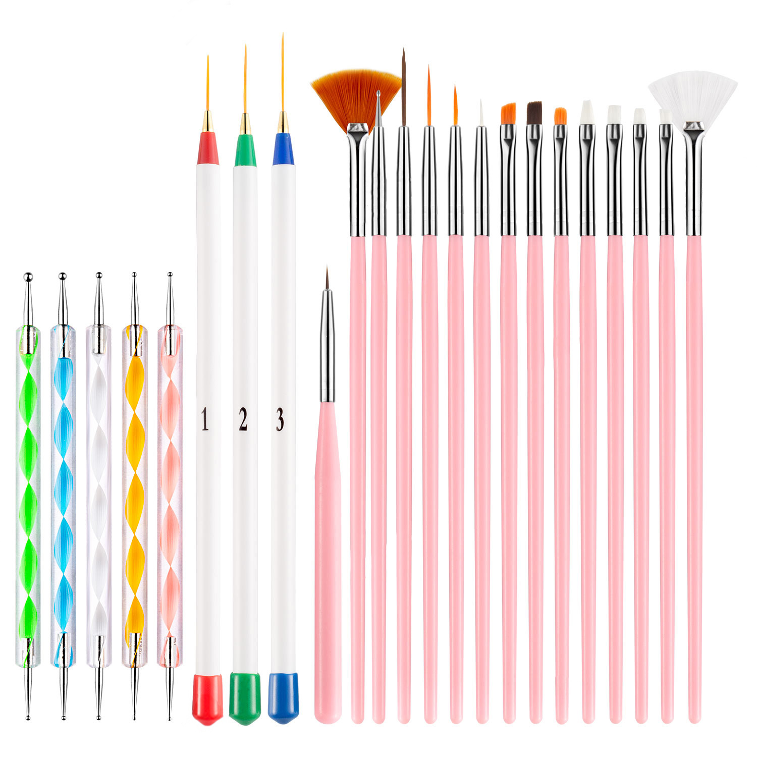 Detailing Brush Set - 23 Parça Tırnak Sanatı Fırça Seti,